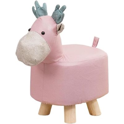 Animal-Shaped Footstool with Soft Cushion and Non-Slip Feet, Pink