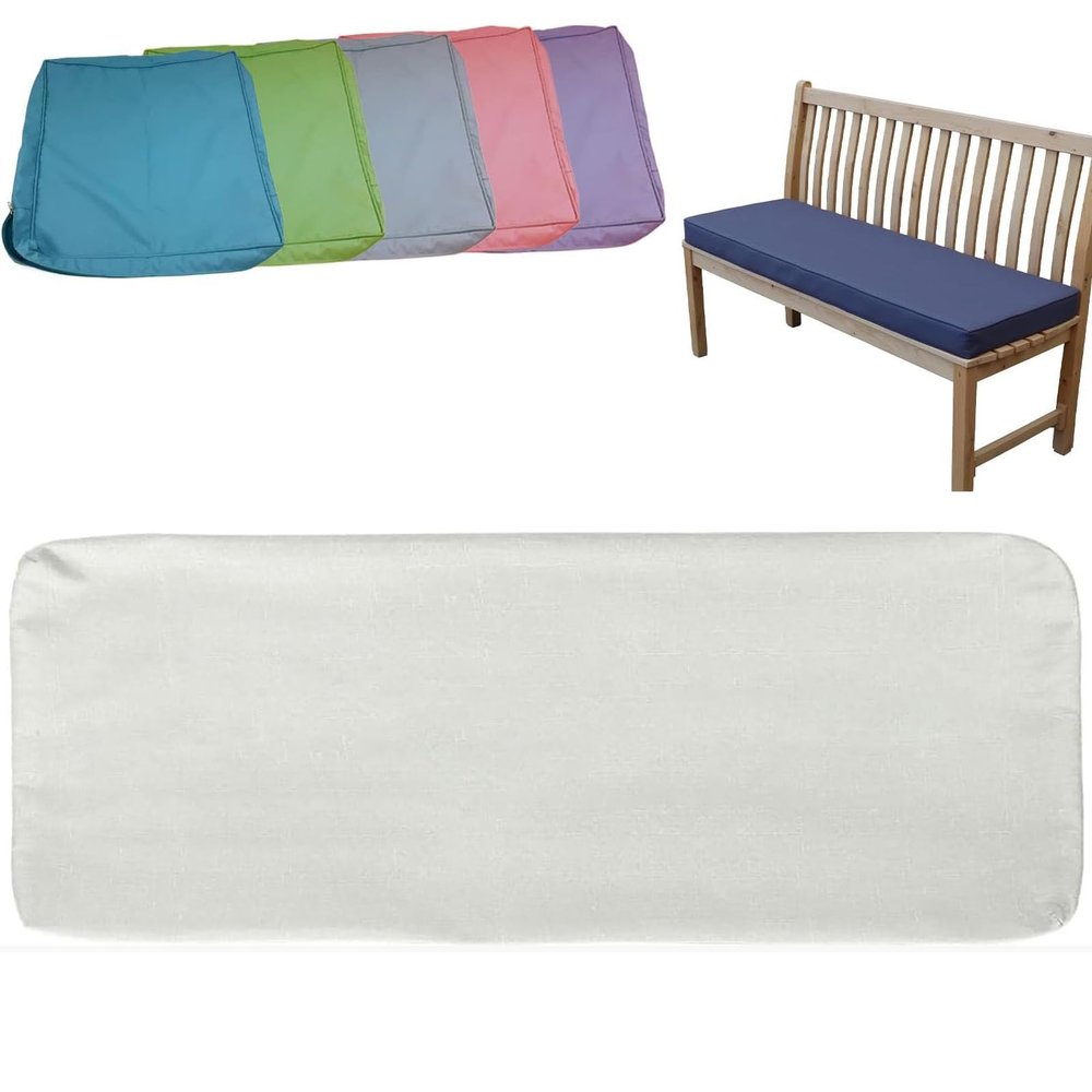 5 cm Bench Seat Cushion Cover, White, 180 x 50 x 5 cm