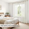 MRTREES White Sheer Grommet Curtains, 90-Inch Length, Long Voile Mesh Curtains for Bedroom and Living Room, 2 Panels, 140 x 228 cm (55 x 90 in), Ivory White view 3