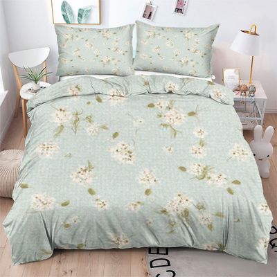 Gumntun Green Floral Duvet Cover Set, 135 x 200 cm