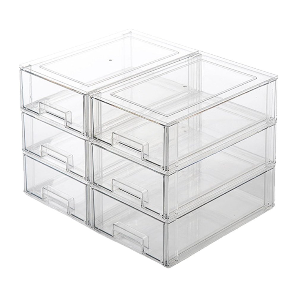 XNKLPY Transparent Acrylic Desk Organizer with Stackable Drawers, Six-Pack