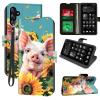 Protective Case for Samsung Galaxy A35 5G with RFID Blocking, 4 Card Slots, Stand, Wrist Strap, Magnetic PU Leather Wallet Case with Cute Baby Pig and Sunflower Design view 1