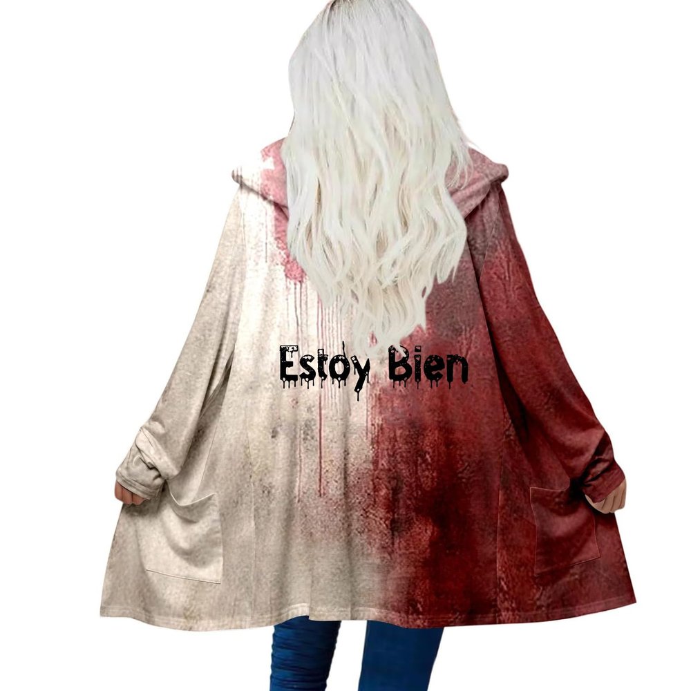 Mfhmom Bloody Halloween Cardigan for Women, Long Hooded Open-Front Coat