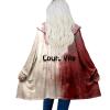 Mfhmom Problem Solved Halloween Cardigan for Women, Bloody Horror Letter-Print Long Hooded Open-Front Jacket for Horror Cosplay, Carnival & Party Outfits view 1