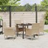 5-Piece Beige Poly Rattan Patio Dining Set with Cushions view 4