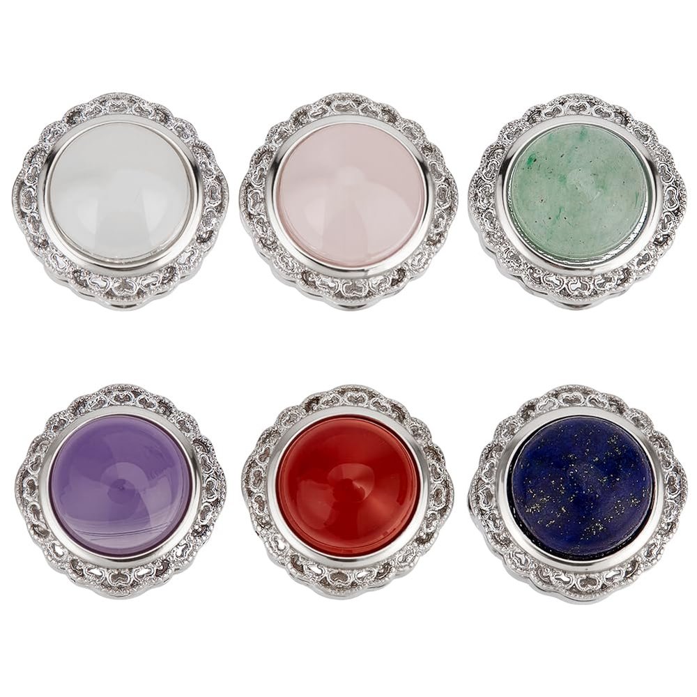 BENECREAT 6 Styles Brass Pave Round Crystal Cabochons