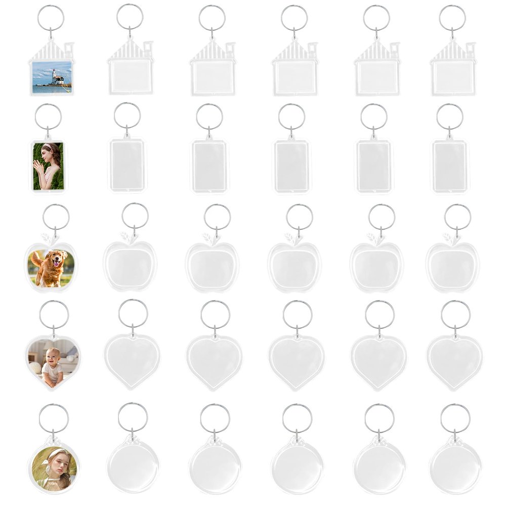 30 Acrylic Photo Keychains with Key Ring