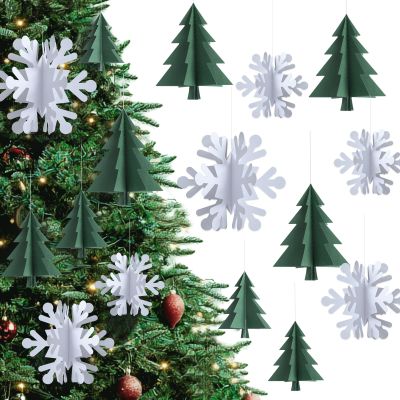 Kiiwah 24-Piece 3D Paper Christmas Tree Decorations