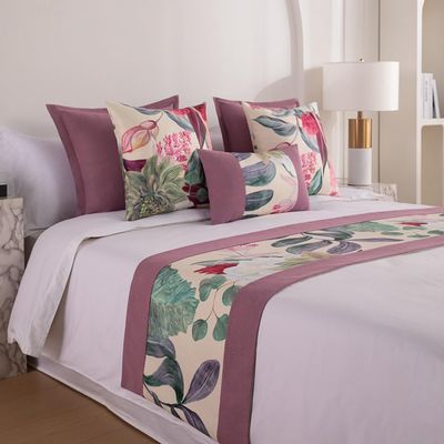 Elegant Floral Bed Runner for King-Size Bed, Luxury Bed Protector and Throw, Fade-Resistant Cover for Wedding/Vacation, Decoration, Hotel/Bedroom, Purple, 50 x 240 cm (1.8 m