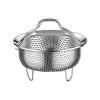 Fazvncv Stainless Steel Steamer Basket with Handle view 1