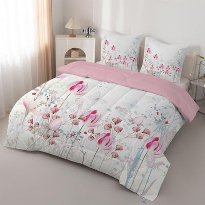 dyausi Floral Butterfly Duvet 200 x 200 cm, Reversible 4-Season Quilt