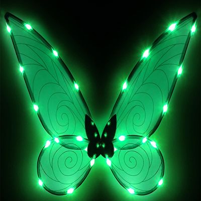 Glowing Fairy Butterfly Wings for Adults and Children, LED Angel Wings for Halloween Cosplay (Green)