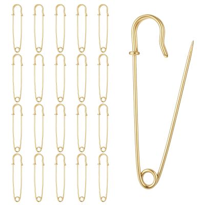 20 Large Gold Safety Pins, 7.5 cm Heavy-Duty