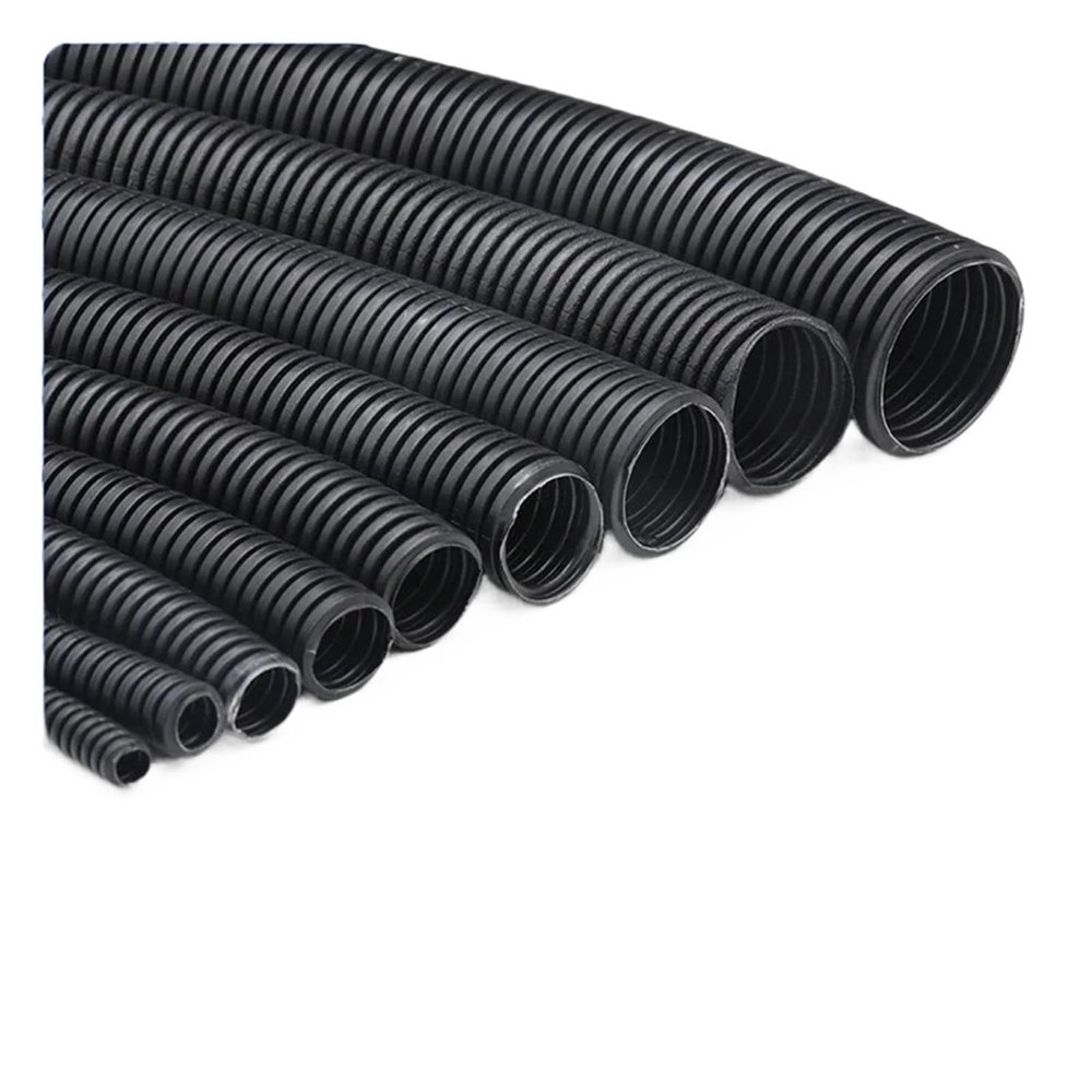 HWWW PP Corrugated Tubing, Black, AD10 × ID6.5 mm, 1 Meter