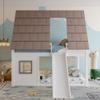 140 x 200 Wooden House Bunk Bed with Roof, Ladder and Slide, White + Brown view 2