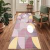 Siunwdiy Pink, Yellow and White Geometric Runner Rug, Non-Slip, Washable, 90 x 280 cm view 1