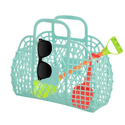 Lanmijia Jelly Bag for Kids, Girls and Women, Vintage Beach and Shopping Bag, 24 x 21 x 9.5 cm