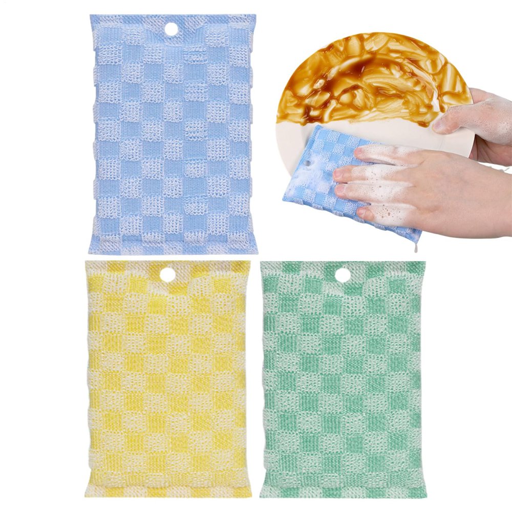 Non-Scratch Sponge Set - Dual-Sided Fiber Cleaning Cloths