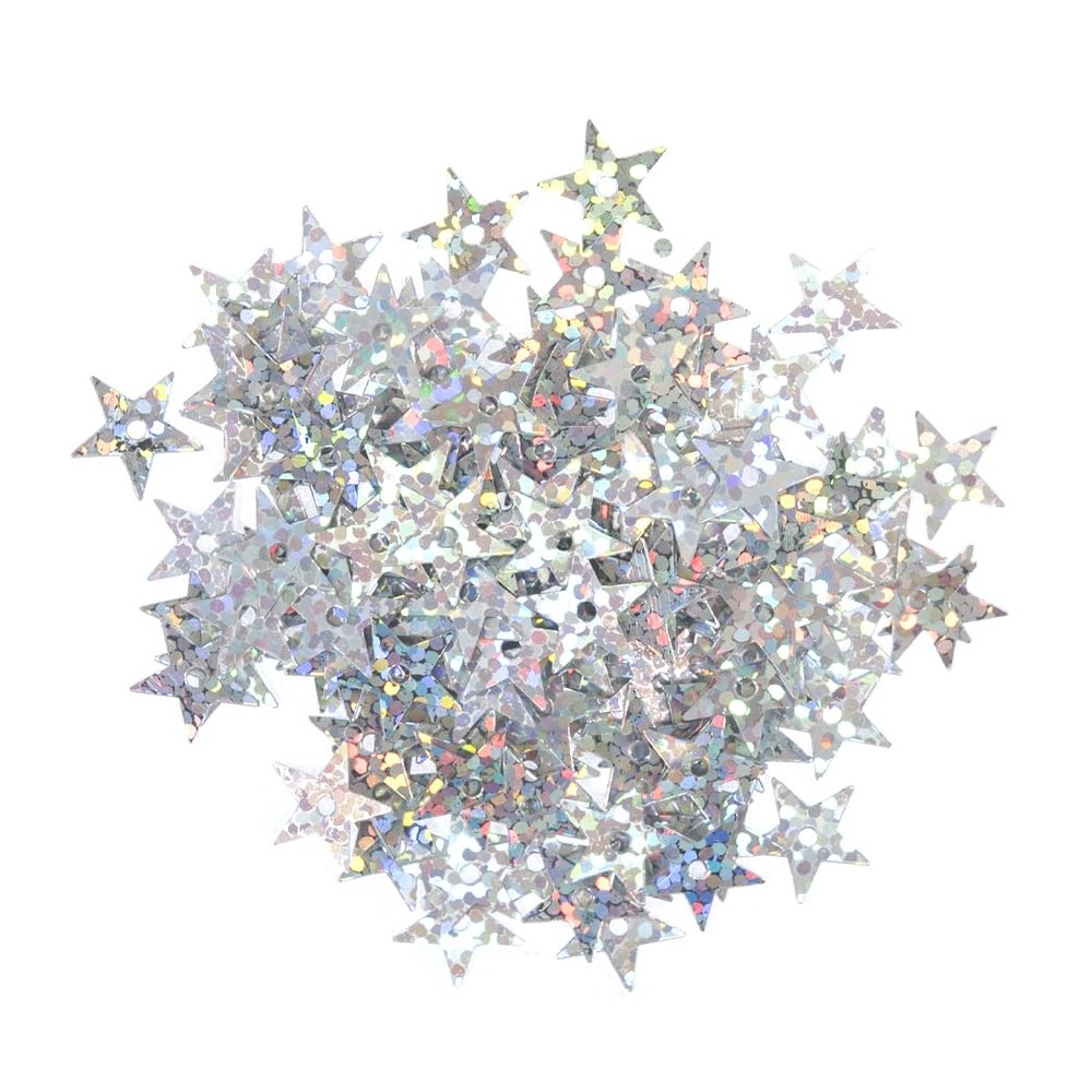 Holographic Star Sequins, Silver, 10 mm