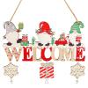 Christmas Hanging Decoration - Welcome Wooden Sign with Santa Claus and Snowflake view 1