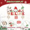 Christmas Hanging Decoration - Welcome Wooden Sign with Santa Claus and Snowflake view 2