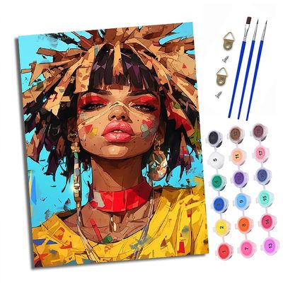 XXHXIE Paint by Numbers for Adults, African Girl with Unique Hairstyle, DIY Painting Kit, 40 x 50 cm, Framed