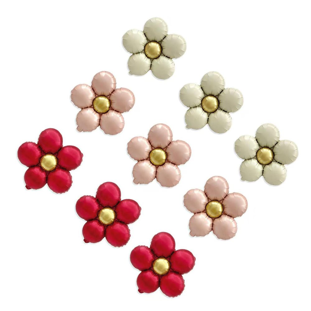 Sanu Belle Flower Foil Balloons 9 Pack (White/Pink/Red) 20 Inch