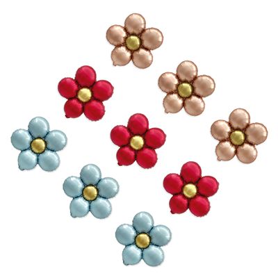 Sanu Belle Flower Foil Balloons 9 Pack (Blue/Rose Gold/Red) 20 Inch
