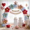 Sanu Belle Flower Foil Balloons 9 Pack (Blue/Rose Gold/Red) 20 Inch view 4