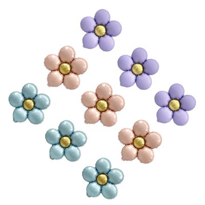 Sanu Belle Flower Foil Balloons 9 Pack (Blue/Pink/Purple) 20 Inch