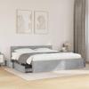 Refined Double Bed Frame with Slatted Base, Storage and Headboard, Concrete Gray, 180 x 200 cm view 1