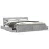 Refined Double Bed Frame with Slatted Base, Storage and Headboard, Concrete Gray, 180 x 200 cm view 4