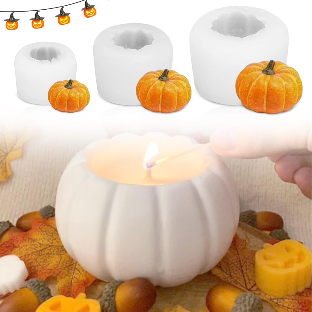 Vylro 3-Piece 3D Pumpkin Epoxy Mold Set