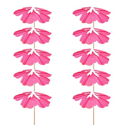 Cocktail Umbrella Picks - Hawaiian Party | 10 Paper Umbrellas for Tropical Drinks