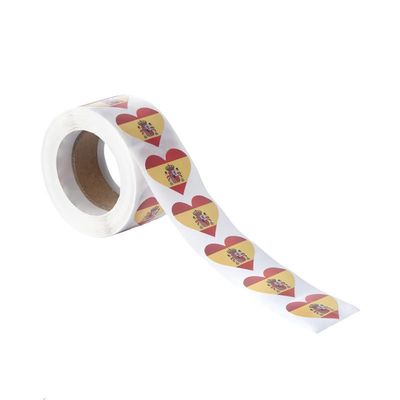 500 pcs Spain Flag Heart Stickers