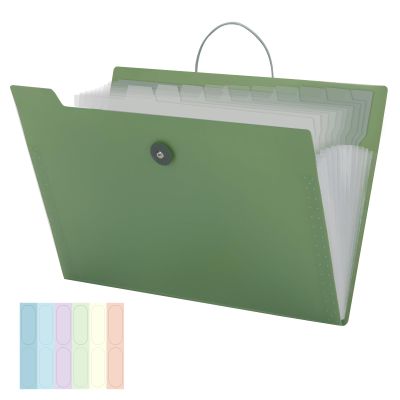 JEFURE A4 Expanding File Folder with 12 Pockets, Green