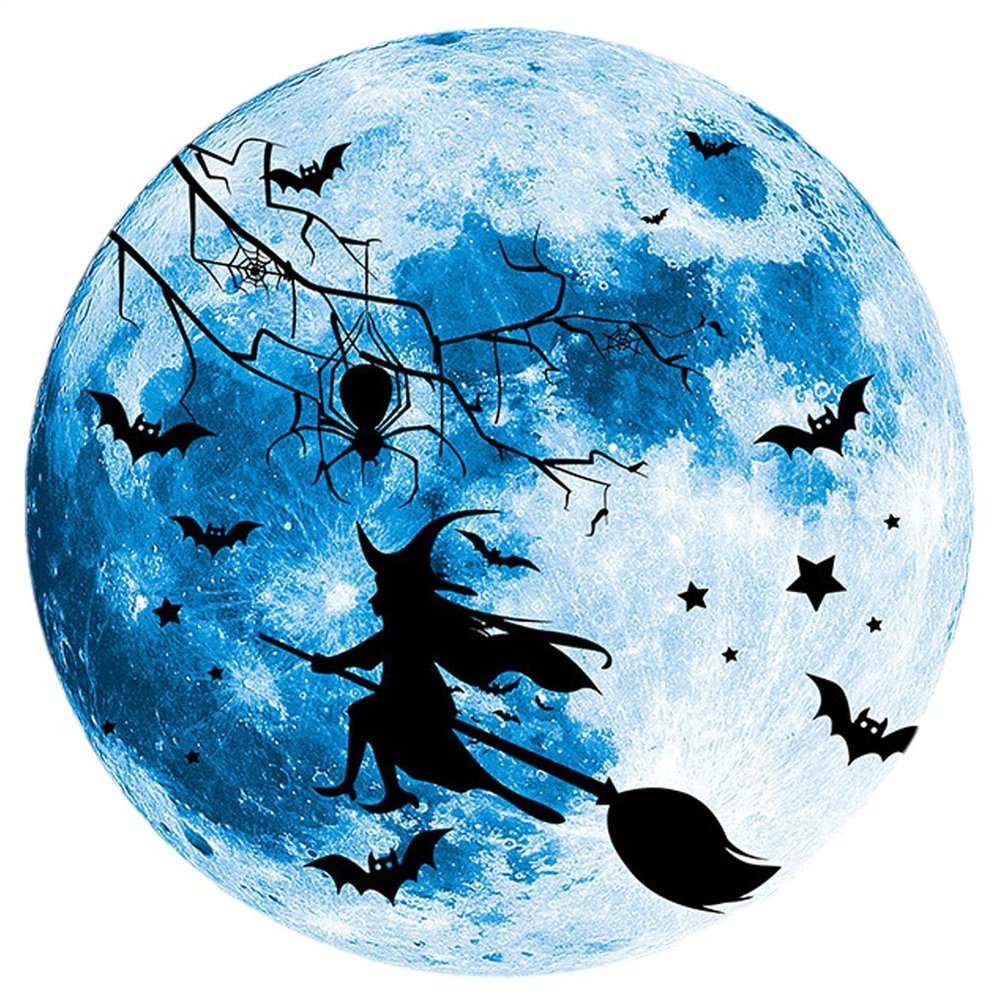 Halloween Moon Wall Sticker - 7.87in Waterproof PVC