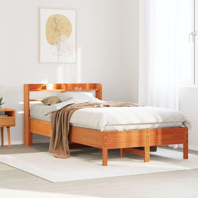 LLEZKBR Solid Pine Bed Frame, Waxed Brown, 90 x 190 cm