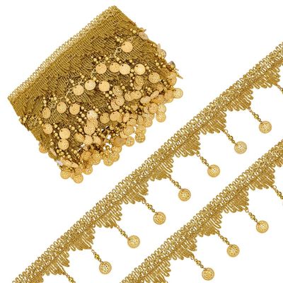 OLYCRAFT 9.1m Gold Sequin Fringe Trim