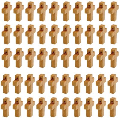 50 Coffee Color Wooden Cross Charms