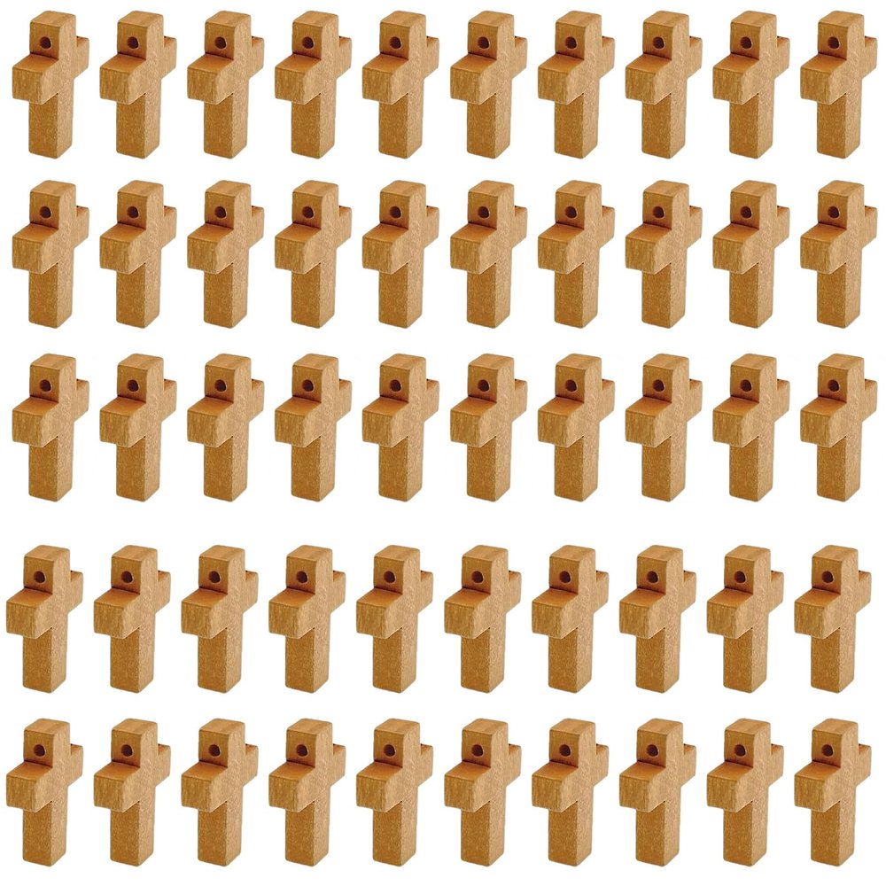 50 Coffee Color Wooden Cross Charms