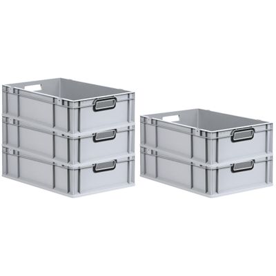PROREGAL Super Saver Set of 5 Eurobox NextGen Color, 17 x 40 x 60 cm, 34 L, Gray