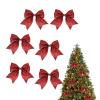 6PC Red Glitter Christmas Tree Bows view 1