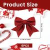 6PC Red Glitter Christmas Tree Bows view 2