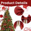 6PC Red Glitter Christmas Tree Bows view 3