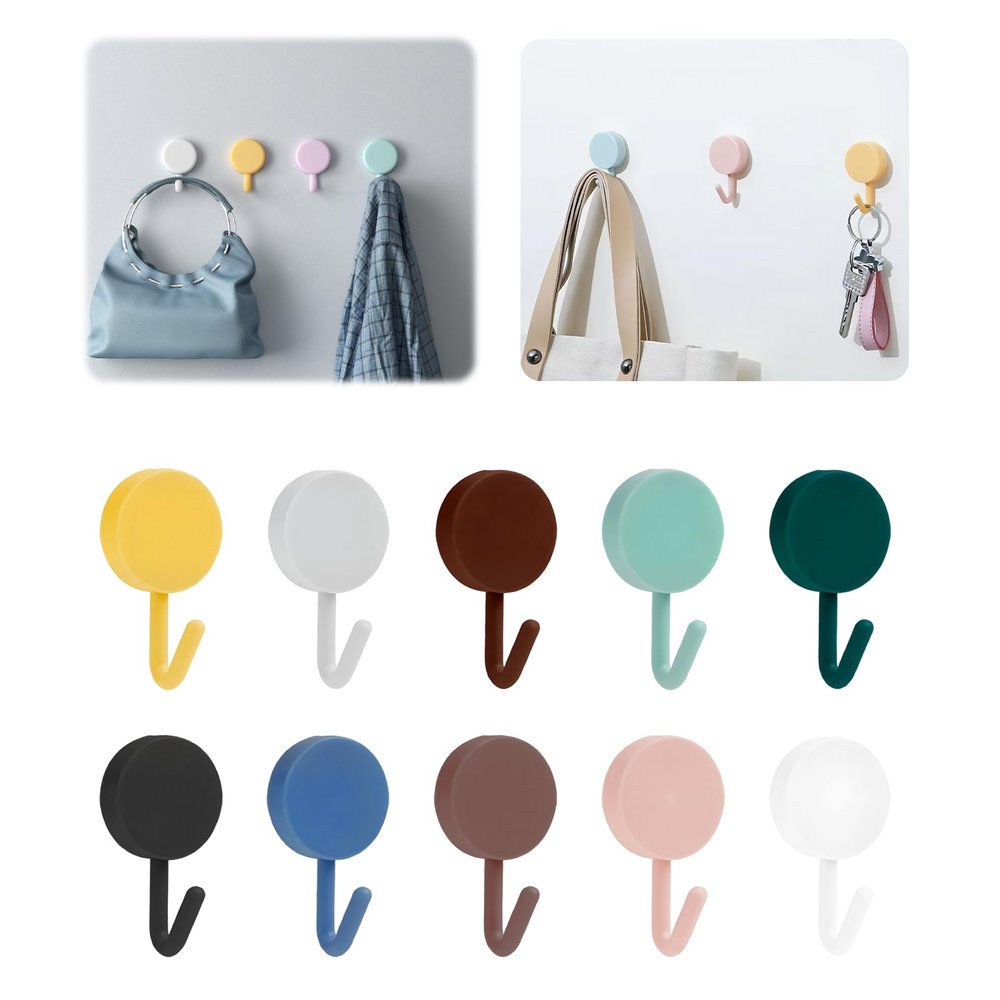 Self-Adhesive Wall Hooks, 10 Pack