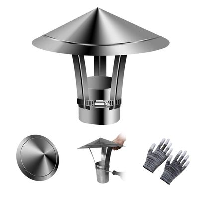 304 Stainless Steel Chimney Rain Cap with Bird Guard, Round, 80–160 mm (110 mm)