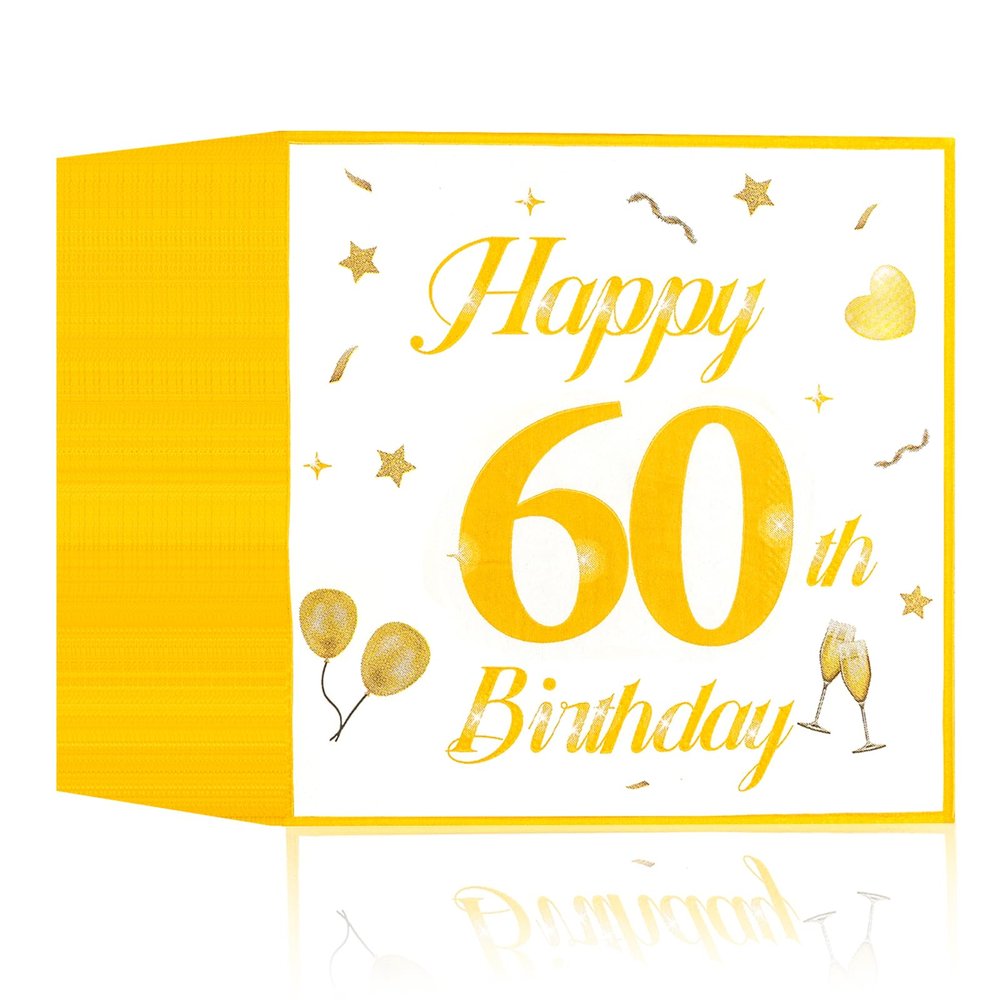 60th Birthday Party Napkins, 40 Pack