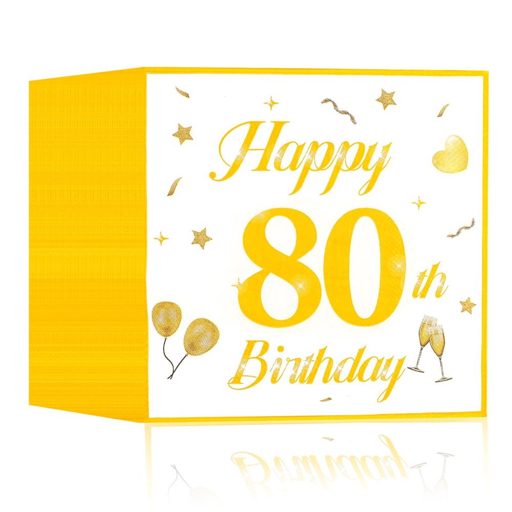 80th Birthday Party Napkins, 40 Pack