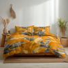 Tropical Jungle Leaves Rainforest Duvet Cover Set 240 x 220 cm, 3-Piece, Golden Yellow view 3